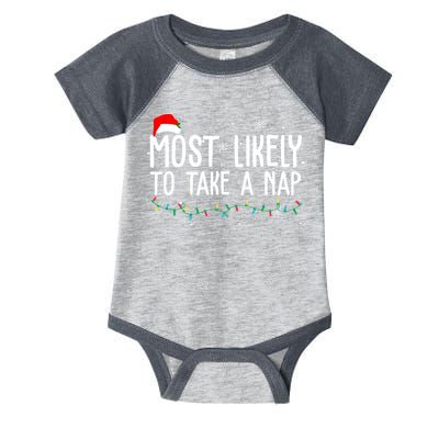 Most Likely To Take A Nap Funny Christmas Infant Baby Jersey Bodysuit