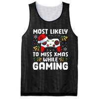 Most Likely To Miss Xmas While Gaming Christmas Pajama Gamer Mesh Reversible Basketball Jersey Tank