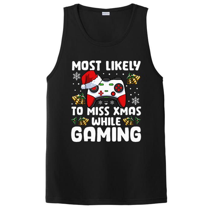 Most Likely To Miss Xmas While Gaming Christmas Pajama Gamer PosiCharge Competitor Tank