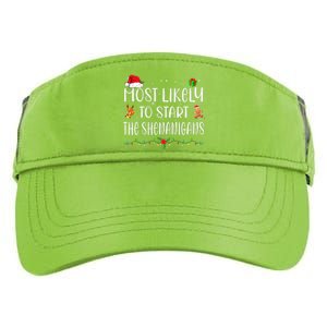 Most Likely To Start The Shenanigans Funny Family Christmas Adult Drive Performance Visor