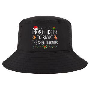 Most Likely To Start The Shenanigans Funny Family Christmas Cool Comfort Performance Bucket Hat