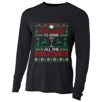 Most Likely To All The Chocolate Martini Christmas Meaningful Gift Cooling Performance Long Sleeve Crew
