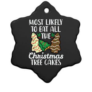 Most Likely To Eat Christmas Tree Cakes Xmas Girl Ceramic Star Ornament