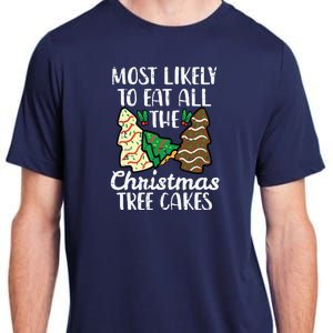 Most Likely To Eat Christmas Tree Cakes Xmas Girl Adult ChromaSoft Performance T-Shirt