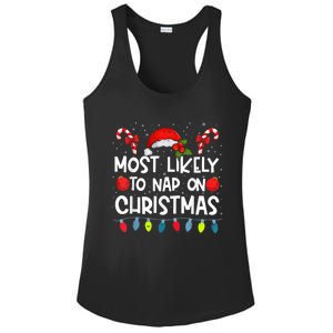 Most Likely To Nap On Christmas Funny Family Christmas Ladies PosiCharge Competitor Racerback Tank