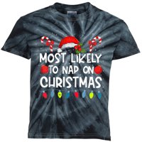 Most Likely To Nap On Christmas Funny Family Christmas Kids Tie-Dye T-Shirt