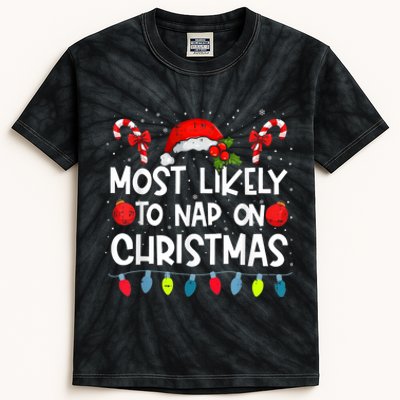 Most Likely To Nap On Christmas Funny Family Christmas Kids Tie-Dye T-Shirt