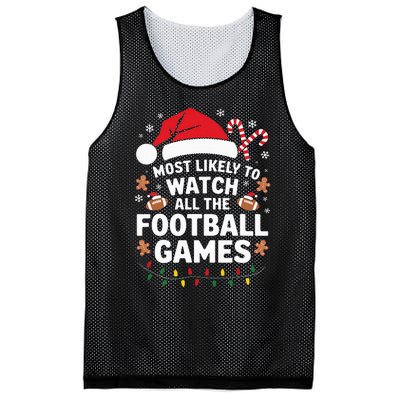 Most Likely To Watch All The Football Games Christmas Mesh Reversible Basketball Jersey Tank