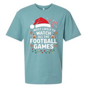 Most Likely To Watch All The Football Games Christmas Sueded Cloud Jersey T-Shirt