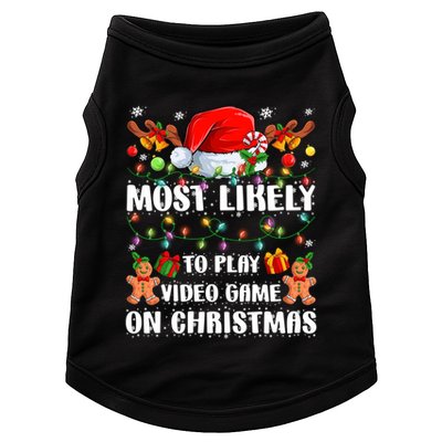 Most Likely To Play Video Game On Christmas Xmas Tree Lights Cute Gift Doggie Tank
