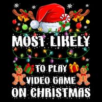 Most Likely To Play Video Game On Christmas Xmas Tree Lights Cute Gift Performance Shirt