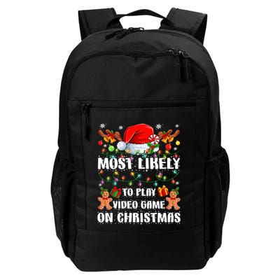 Most Likely To Play Video Game On Christmas Xmas Tree Lights Cute Gift Backpack