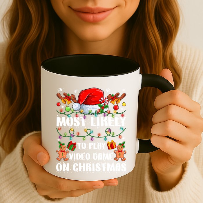 Most Likely To Play Video Game On Christmas Xmas Tree Lights Cute Gift Mug