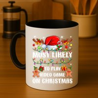 Most Likely To Play Video Game On Christmas Xmas Tree Lights Cute Gift Mug