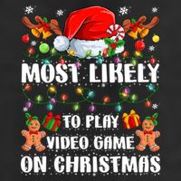 Most Likely To Play Video Game On Christmas Xmas Tree Lights Cute Gift 25L Jumbo Tote