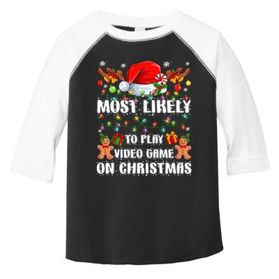 Most Likely To Play Video Game On Christmas Xmas Tree Lights Cute Gift Toddler Fine Jersey T-Shirt