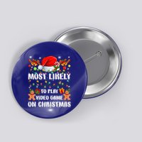 Most Likely To Play Video Game On Christmas Xmas Tree Lights Cute Gift Button