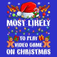 Most Likely To Play Video Game On Christmas Xmas Tree Lights Cute Gift 16 in Basic Backpack