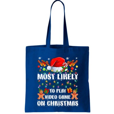 Most Likely To Play Video Game On Christmas Xmas Tree Lights Cute Gift Bag