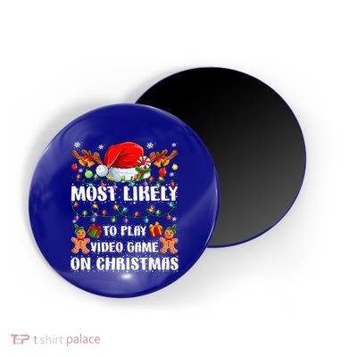 Most Likely To Play Video Game On Christmas Xmas Tree Lights Cute Gift Magnet
