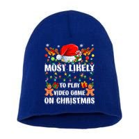 Most Likely To Play Video Game On Christmas Xmas Tree Lights Cute Gift Short Acrylic Beanie