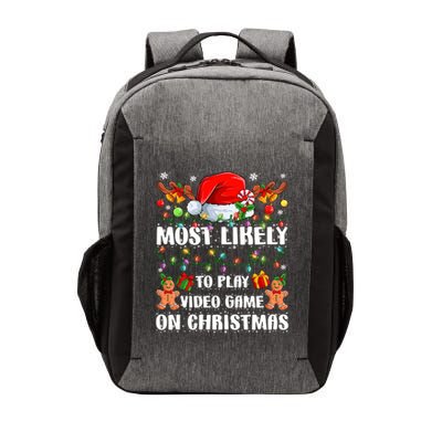 Most Likely To Play Video Game On Christmas Xmas Tree Lights Cute Gift Vector Backpack