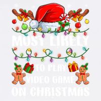 Most Likely To Play Video Game On Christmas Xmas Tree Lights Cute Gift Garment-Dyed Sweatshirt