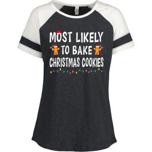 Most Likely To Bake Christmas Cookies Family Xmas Matching Enza Ladies Jersey Colorblock Tee