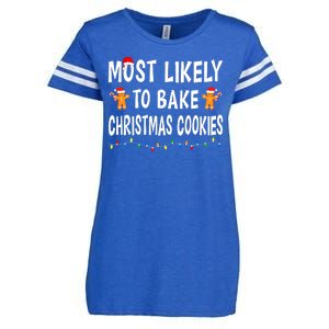 Most Likely To Bake Christmas Cookies Family Xmas Matching Enza Ladies Jersey Football T-Shirt