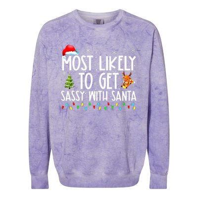 Most Likely To Get Sassy With Santa Funny Family Christmas Colorblast Crewneck Sweatshirt