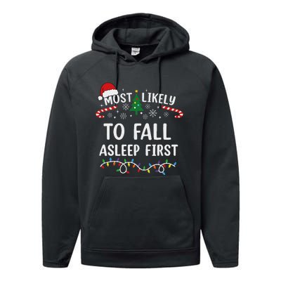 Most Likely To Fall Asleep First Family Matching Christmas Performance Fleece Hoodie