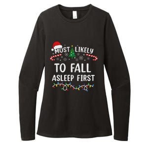 Most Likely To Fall Asleep First Family Matching Christmas Womens CVC Long Sleeve Shirt