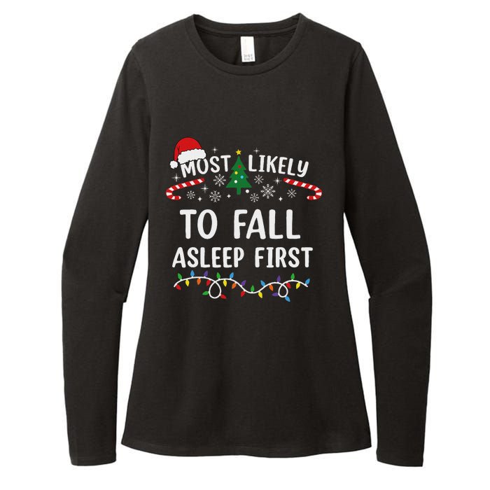 Most Likely To Fall Asleep First Family Matching Christmas Womens CVC Long Sleeve Shirt