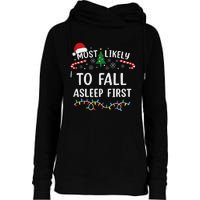 Most Likely To Fall Asleep First Family Matching Christmas Womens Funnel Neck Pullover Hood