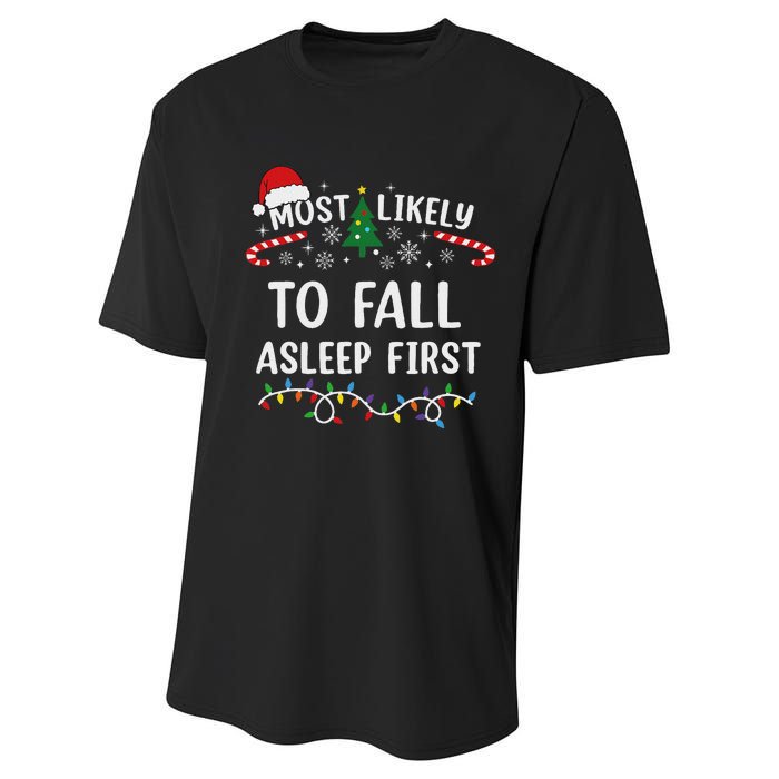 Most Likely To Fall Asleep First Family Matching Christmas Performance Sprint T-Shirt