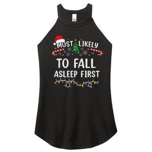 Most Likely To Fall Asleep First Family Matching Christmas Women's Perfect Tri Rocker Tank