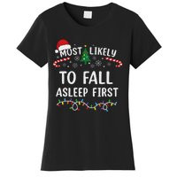 Most Likely To Fall Asleep First Family Matching Christmas Women's T-Shirt