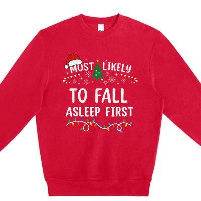 Most Likely To Fall Asleep First Family Matching Christmas Premium Crewneck Sweatshirt