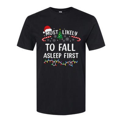 Most Likely To Fall Asleep First Family Matching Christmas Softstyle CVC T-Shirt