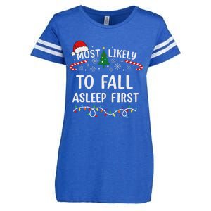 Most Likely To Fall Asleep First Family Matching Christmas Enza Ladies Jersey Football T-Shirt