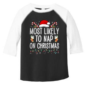 Most Likely To Nap On Christmas Funny Family Christmas Toddler Fine Jersey T-Shirt