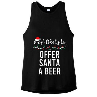 Most Likely To Christmas  Matching Family Pajamas Funny Ladies PosiCharge Tri-Blend Wicking Tank