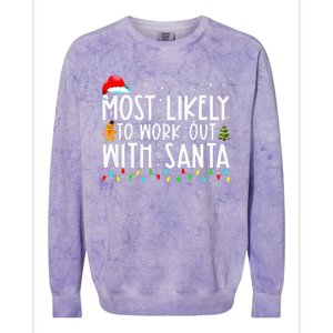 Most Likely To Work Out With Santa Family Christmas Colorblast Crewneck Sweatshirt