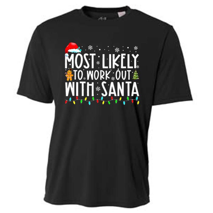 Most Likely To Work Out With Santa Family Christmas Cooling Performance Crew T-Shirt