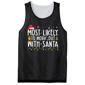 Most Likely To Work Out With Santa Family Christmas Mesh Reversible Basketball Jersey Tank