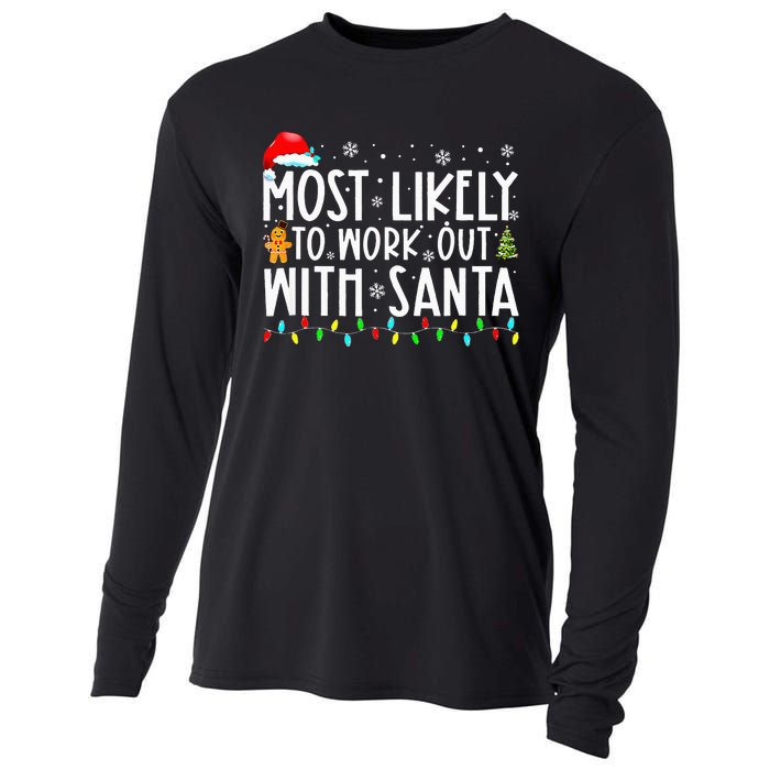 Most Likely To Work Out With Santa Family Christmas Cooling Performance Long Sleeve Crew