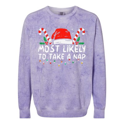 Most Likely To Take A Nap Family Matching Christmas Colorblast Crewneck Sweatshirt