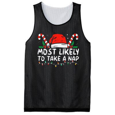 Most Likely To Take A Nap Family Matching Christmas Mesh Reversible Basketball Jersey Tank