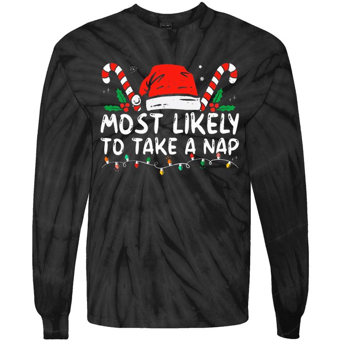 Most Likely To Take A Nap Family Matching Christmas Tie-Dye Long Sleeve Shirt