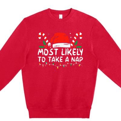 Most Likely To Take A Nap Family Matching Christmas Premium Crewneck Sweatshirt